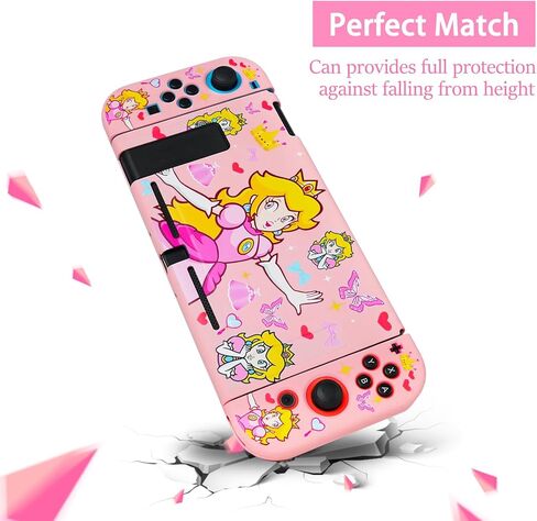 TIKOdirect Protective Case for Switch, Soft Full Skin Protective Cover with Pretty Cute Pattern, Silicone Slim Shockproof Back and Grip Case for Switch, Black in Kuwait