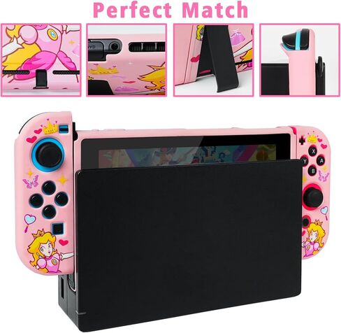 TIKOdirect Protective Case for Switch, Soft Full Skin Protective Cover with Pretty Cute Pattern, Silicone Slim Shockproof Back and Grip Case for Switch, Black in Kuwait