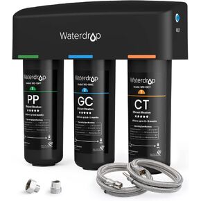 Waterdrop TSB 8 Layer High Capacity Under Sink Water Filter, Reduces PFAS, PFOA/PFOS, Fluoride, Chlorine, Bad Taste & Odor, with Dedicated Faucet, NSF/ANSI 42 Certified Element, USA Tech