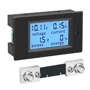 DROK Digital Multimeter DC 6.5-100V 20A Voltage Amperage Power Energy Meter, DC Volt Amp Tester Gauge Monitor LCD Digital Display with Built-in Shunt