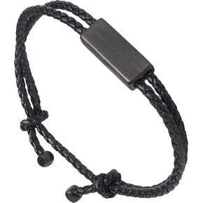 Men’s Adjustable Leather Bracelet | Ultra-Minimalist, Slimline Design | Interwoven Black Leather | Minimalist, Designer Jewelry for Men