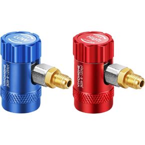 VIVOHOME AC R134a Refrigerant Quick Coupler Adapter Kit HVAC Adjustable High Low Connector Conversion with 1/4 Inch Male Flares for Auto Air Condition Manifold Gauge Hose