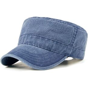 Military Hats for Men Washed Cotton Flat Cap for Outdoor Sports