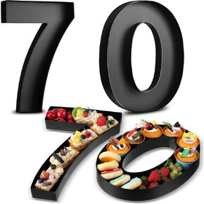 2 Pcs 13.6" Fillable Cardboard Number, Paper Mache Numbers for Birthday Decoration Charcuterie Party Anniversary Fillable Paper Chocolate Candy Gift Box(Black,80) in Kuwait