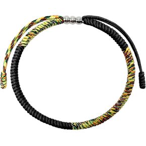 Green Multicolor String Bracelet for Men, Women, Rope Lucky and Protection Handmade Tibetan Braided Tie Thread Bracelet, Surfer Woven String (Green Multicolor)