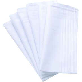 Men's White 100% Cotton Handkerchief Hankie Hankerchieves