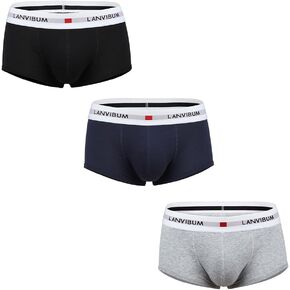 Men's Trunk Underwear High Elasticity Waistband Comfortable Cotton Boxers 3 Pack