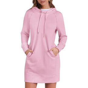 ANRABESS Womens Hoodies Sweatshirts Mini Dresses Long Sleeve Hooded Dress with Pockets Casual Fleece Pullover 2024 Fashion