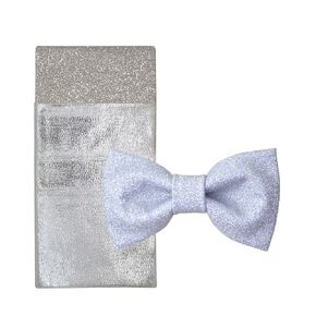 Men's Plain Color Pre-tied Bow Tie and Pocket Square Set | Glitter Sparkling Bow Tie set for men and women | CK Bow Tie (Black)