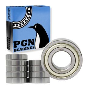 PGN (10 Pack) R10-ZZ Bearing - Lubricated Chrome Steel Sealed Ball Bearing - 5/8"x1-3/8"x0.3438" Bearings with Metal Shield & High RPM Support