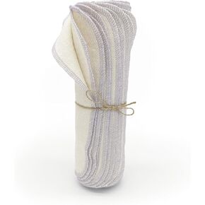 Spring Collection Reusable Paperless Towels - One Dozen washable reusable paper towels for kitchen (Lavender Bright White)