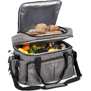 Peohud Large Soft Cooler Bag, 36 Cans Collapsible Sided Cooler, Double Layer Leakproof Travel Cooler with Shoulder Strap, Insulated Beach Cooler Bag for Camping, Picnic, Road Trips, Kayaking, Grocery