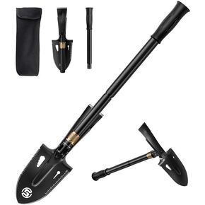 SUNPOW Camping Shovel, Shovels for Digging, Portable Shovel for Gardening, Digging, Metal Detecting, Hiking, Car Emergency - Multifunctional Lightweight Outdoor Shovel