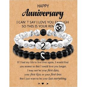 Couples Bracelets Gifts To My Lover, Natural Stone Bracelet for Men,8MM Adjustable Black Onyx Stone Bracelet,Couple Bracelets Gifts for Him and Her,Anniversary Valentine's Day Birthday Christmas Gift