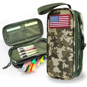 Tactica Pencil Case for Boys,Large Boys Pencil Pouch with Zipper Compartments, Big Capacity Pencil Box Pen Bag Organizer for School College Office Kids Teen Boy Men Adult