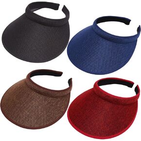 4 Pack Large Clip-On Sun Visors Hats Women Men Wide Brim Non-Slip Sports Golf Visors Hat Adjustable UV Protection Cap in Saudi Arabia