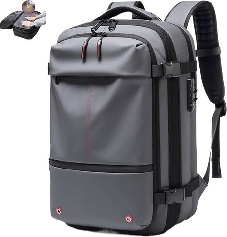Vacuum Seal Backpack Travel 60L Expandable Air Compression System, Airback Vacpack Backpack TSA Lock Water Resistant Carry-On Luggage (Black, with Pump) in Kuwait