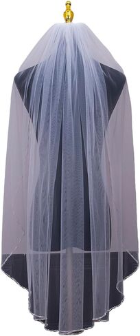 Bridal Veil Pearl Crystal Edge 3D Flower Pearls Wedding Veils with Comb,1 Tier Fingertip Length Short Bride Veils in Saudi Arabia