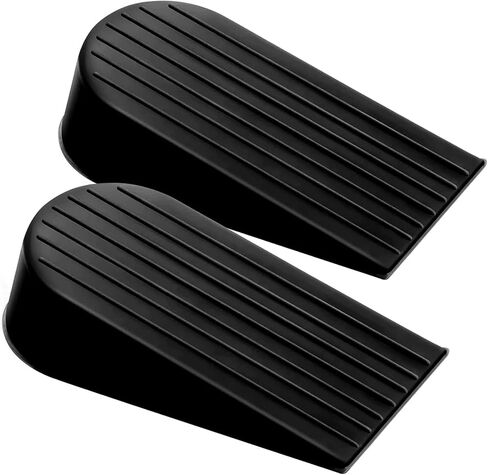 Big Rubber Door Stoppers 2 Packs Heavy Duty Wedge Door Stop for All Floors 1.9 Inches Non-Scratching Doorstops Special for Home Office School Hotel Heavy Door (Black) in Saudi Arabia