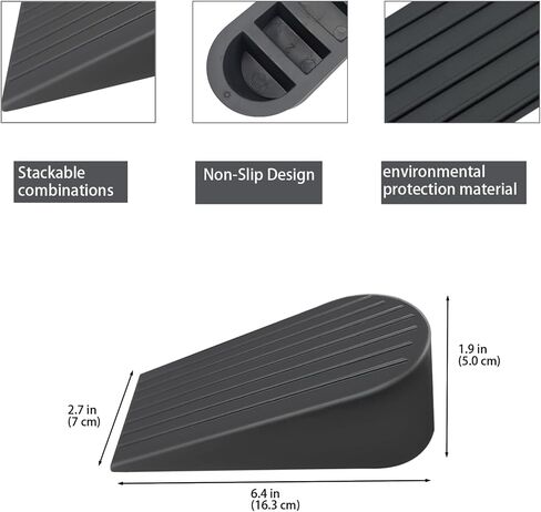 Big Rubber Door Stoppers 2 Packs Heavy Duty Wedge Door Stop for All Floors 1.9 Inches Non-Scratching Doorstops Special for Home Office School Hotel Heavy Door (Black) in Saudi Arabia