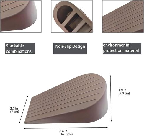 Big Rubber Door Stoppers 2 Packs Heavy Duty Wedge Door Stop for All Floors 1.9 Inches Non-Scratching Doorstops Special for Home Office School Hotel Heavy Door (Black) in Kuwait