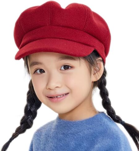 Kids Newsboy Caps Beret Hats 8-Panel Baseball Pageboy Cabbie Sailor Hat Wool Felt for Boys Girls 2-6 Years in Kuwait