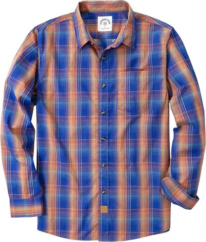 Dubinik®Mens Shirts Long Sleeve Shirts for Men Casual Button Down Vintage Plaid Pocket Soft Mens Button Up Shirts Long Sleeve in Kuwait