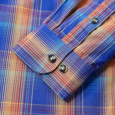 Dubinik®Mens Shirts Long Sleeve Shirts for Men Casual Button Down Vintage Plaid Pocket Soft Mens Button Up Shirts Long Sleeve in Kuwait