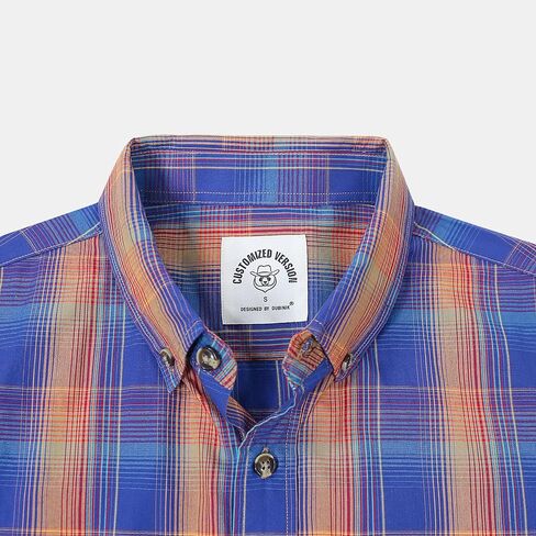 Dubinik®Mens Shirts Long Sleeve Shirts for Men Casual Button Down Vintage Plaid Pocket Soft Mens Button Up Shirts Long Sleeve in Kuwait