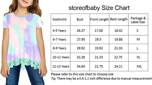 Storeofbaby بلوزة تونيك كاجوال للفتيات بأكمام قصيرة وفضفاضة ناعمة تي شيرت لعمر 4-13 سنة in Saudi Arabia