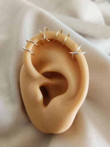 مجموعة من قطعتين من أساور الأذن، تصميم مزدوج ومتقاطع، حلق غضروفي بسيط ومزيف، مقاس 20 مطلي بالذهب عيار 14 قيراط، حلزوني، مجوهرات ثقب المحار، إكسسوارات مريحة للفتيات المراهقات بوهو in Kuwait