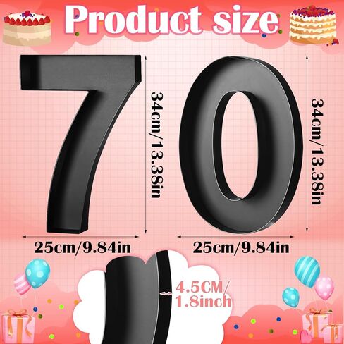 2 Pcs 13.6" Fillable Cardboard Number, Paper Mache Numbers for Birthday Decoration Charcuterie Party Anniversary Fillable Paper Chocolate Candy Gift Box(Black,80) in Kuwait