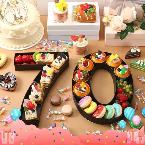 2 Pcs 13.6" Fillable Cardboard Number, Paper Mache Numbers for Birthday Decoration Charcuterie Party Anniversary Fillable Paper Chocolate Candy Gift Box(Black,80) in Kuwait