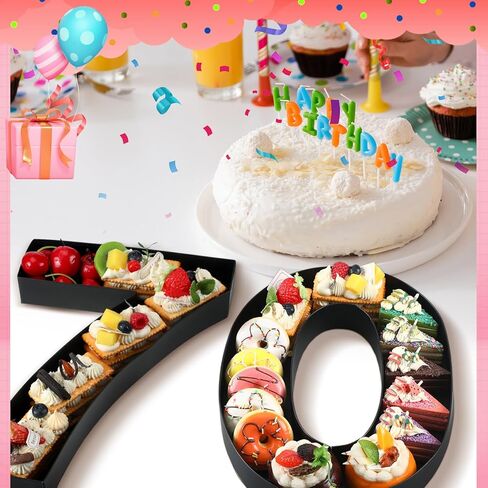 2 Pcs 13.6" Fillable Cardboard Number, Paper Mache Numbers for Birthday Decoration Charcuterie Party Anniversary Fillable Paper Chocolate Candy Gift Box(Black,80) in Kuwait