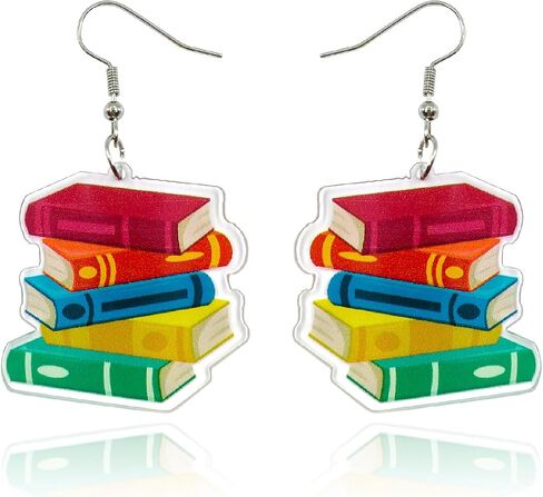 Back to School Gift for Her Teardrop Book Earrings as Teacher Gifts for Women Acrylic Bookcase Dangle Earrings, Book Lover Drop Earrings, Back to School Gifts Teacher Earrings (Teardrop) in Saudi Arabia