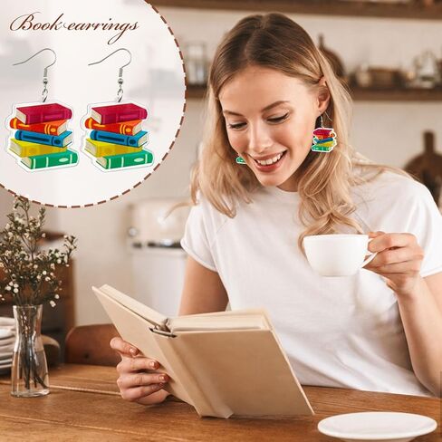 Back to School Gift for Her Teardrop Book Earrings as Teacher Gifts for Women Acrylic Bookcase Dangle Earrings, Book Lover Drop Earrings, Back to School Gifts Teacher Earrings (Teardrop) in Saudi Arabia