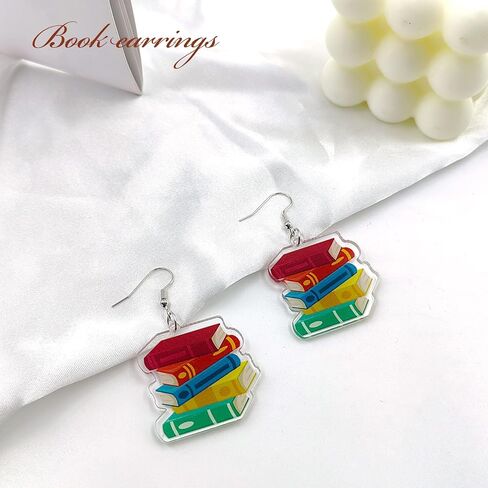 Back to School Gift for Her Teardrop Book Earrings as Teacher Gifts for Women Acrylic Bookcase Dangle Earrings, Book Lover Drop Earrings, Back to School Gifts Teacher Earrings (Teardrop) in Saudi Arabia