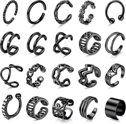 JOERICA 20Pcs Ear Cuff Earrings For Women Minimalist Cuff Earrings Non Piercing Clip Fake Lip Cartilage Helix Jewelry Set in Saudi Arabia
