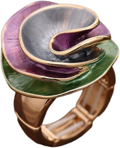 Chunky Big Flower Charm Elastic Band Stretch Cocktail Rings for Women Statement Jewelry in Kuwait