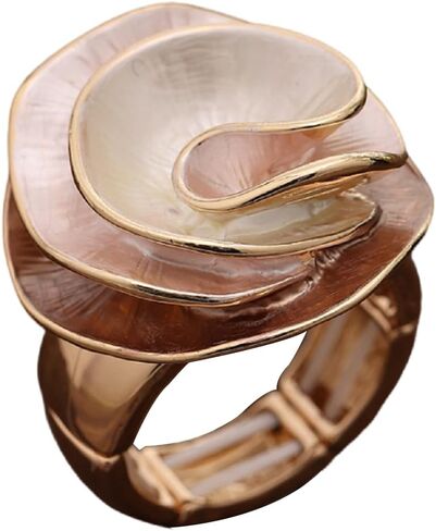 Chunky Big Flower Charm Elastic Band Stretch Cocktail Rings for Women Statement Jewelry in Kuwait