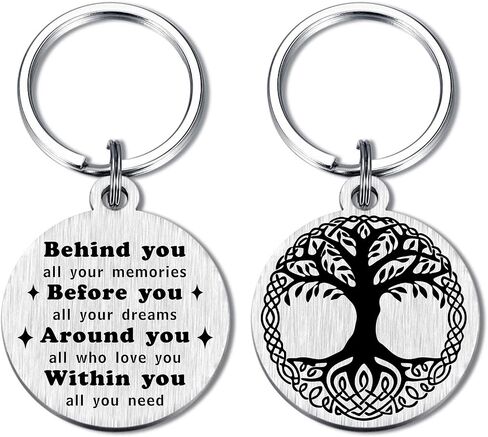 Norse Viking Talisman Gifts for Men Women - Norse Mythology Mjolnir Hammer Tree Wolf Compass Amulet Rune Keychain in Kuwait