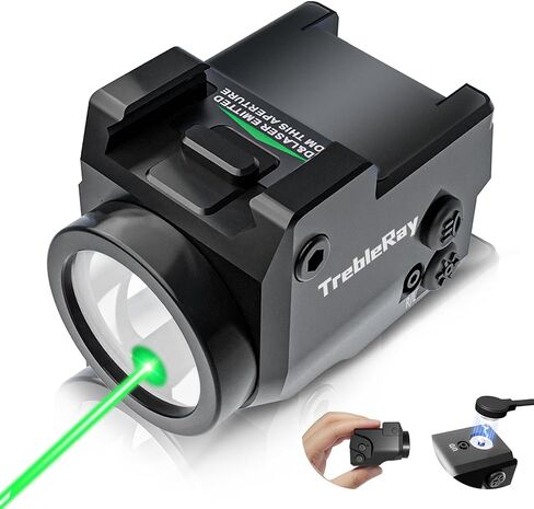 Nino Mini M 700 Lumens Compact Rail-Mounted Weaponlight with Green Beam and Flashlight Combo, Magnetic USB Rechargeable, Tactical Flashlight for 1913 or GL Rail, Built-in Battery in Saudi Arabia