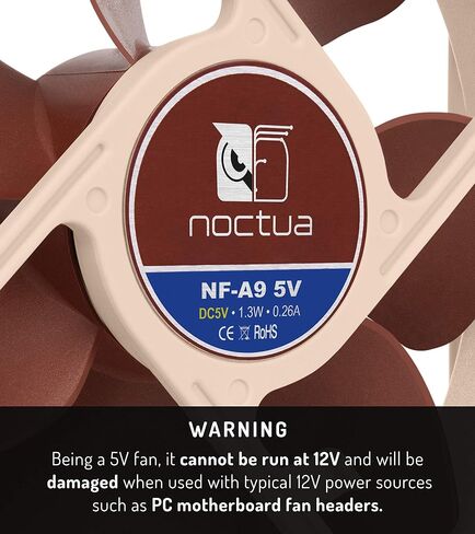 Noctua NF-A9 5V, Premium Quiet Fan with USB Power Adaptor Cable, 3-Pin, 5V Version (92mm, Brown) in Saudi Arabia