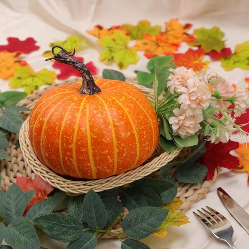 5.5 inch Artificial White Pumpkins Fake Paintable Pumpkin Decoration Fall Harvest for Home Kitchen Farmhouse Halloween Thanksgiving Wedding - 1Pcs in Kuwait