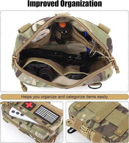 Tactical Molle Pouch Molle Utility Pouch Medical EDC Admin Pouch Molle EDC EMT Utility Pouch with US Flag Patch Web Dominator Elastic Strings and Keychain in Saudi Arabia