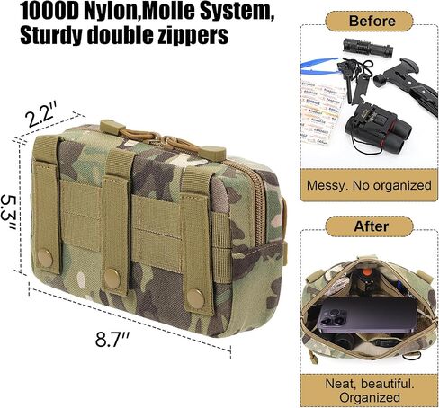 Tactical Molle Pouch Molle Utility Pouch Medical EDC Admin Pouch Molle EDC EMT Utility Pouch with US Flag Patch Web Dominator Elastic Strings and Keychain in Saudi Arabia