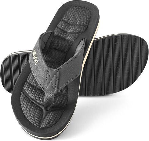 Mens Flip Flops - Comfort Arch Support Slides - Memory Foam Slip On Beach Sandals - Waterproof Open Toe Thong Slippers Summer Footwear in Saudi Arabia