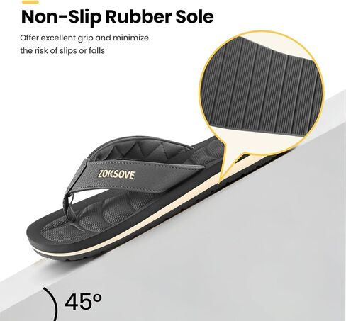 Mens Flip Flops - Comfort Arch Support Slides - Memory Foam Slip On Beach Sandals - Waterproof Open Toe Thong Slippers Summer Footwear in Saudi Arabia