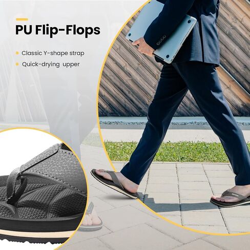 Mens Flip Flops - Comfort Arch Support Slides - Memory Foam Slip On Beach Sandals - Waterproof Open Toe Thong Slippers Summer Footwear in Saudi Arabia