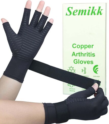 Copper Arthritis Gloves with Adjustable Wrist Strap for Women Men, Full Finger Compression Gloves for Arthritis, Carpal Tunnel, Pain Relief, Swelling, Rheumatoid, Typing (Small/Medium) in Saudi Arabia